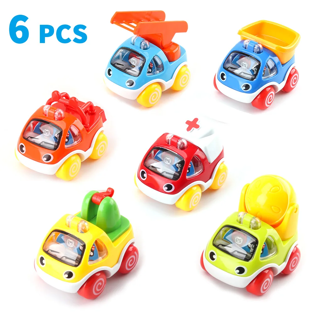 Amy & Benton Pull Back Cars Set of 6 Pull Back Vehicle Toys for 1 2 3