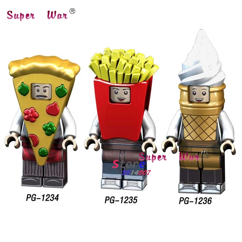 

Single pizza ice cream Fries peanut fruit disguised Watermelon Cute Watermelon Peanut figures building block toys for children