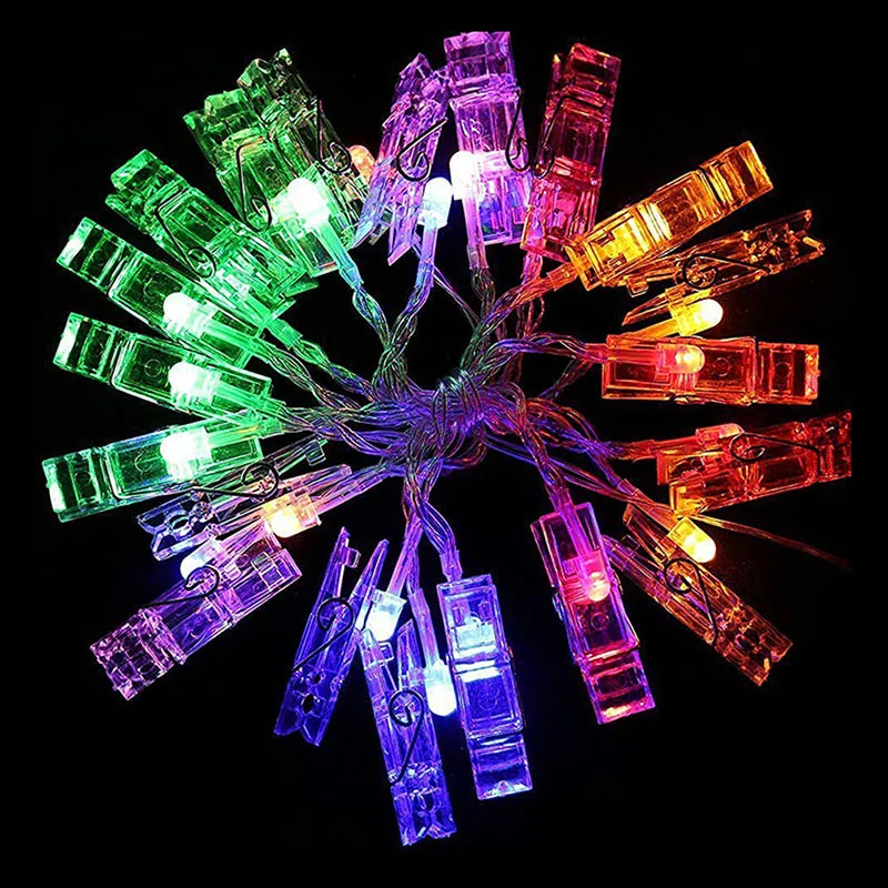 

20 LED Photo Peg Clip Shape Hanging Pictures Fairy String Lights Battery Power DAG-ship