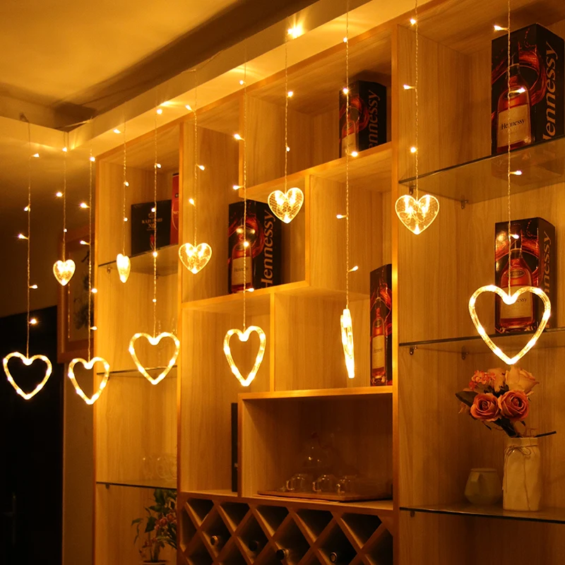 Романтический светодиодный светильник в виде сердечек, Рождественский светильник s, внутренний/наружный декоративный светильник в виде сердец для праздника, свадьбы, вечеринки, светильник ing