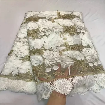 

Best Selling Swiss cord lace Latest white lace fabric with beads embroidered nigerian lace fabric 2018 high quality lace fabric