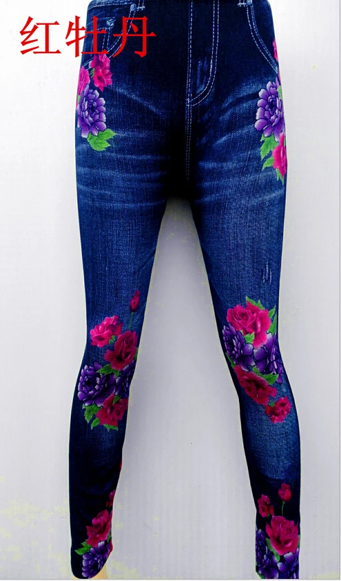 Цветочным рисунком Леггинсы для женщин Jeggings джинсы для женщин с цветочным принтом джинсовые Леггинсы для женщин брюки женская одежда Invierno bg400