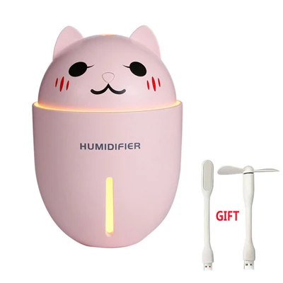 Pink Мини-увлажнитель воздуха USB Арома увлажнитель воздуха диффузоры, включая небольшой светодиодный светильник и мини-вентилятор увлажнитель воздуха ароматерапия диффузоры USB - Цвет: Pink