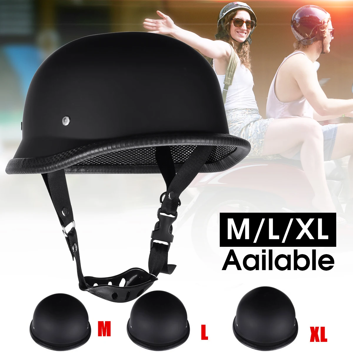 M/L/XL DOT мотоциклетный немецкий стиль полулицевой шлем для мотокросса матовый черный с регулируемым d-кольцом и ремешком для подбородка