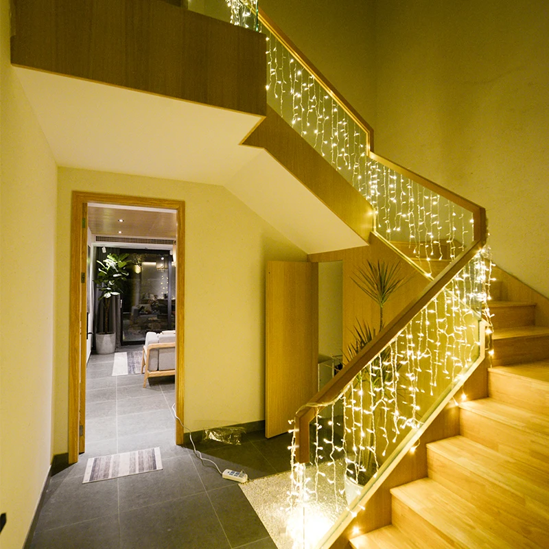 Jsex Levou Cortina Sincelo Seqüência de Luz Luzes de Iluminação do Feriado de Natal Negócio Faily Guirlanda 220v Interior ao ar Livre Casa Decoração