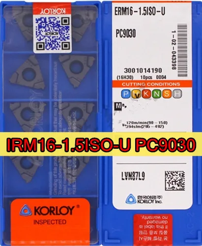 IRM16-1.5ISO-U PC9030 10 шт. 50 шт. Сделано в Корее, комплект обрабатывающего инструмента KORLOY пластины для токарных резцов обработка: нержавеющая сталь