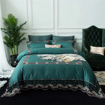 

4/6Pcs High TC Egypt Cotton Antique Classics Bedding Set Luxury Lace Duvet cover set Bed Sheet Pillowcases Queen King size