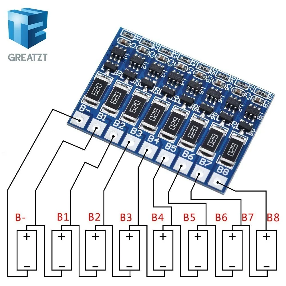 

GREATZT 8S 4.2v li-ion balancer board 18650 li-ion balncing full charge battery balance board