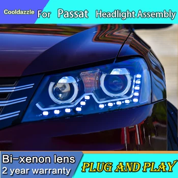 

For Volkswagen Passat B7 LED Head Lamp Angel Eyes Assembly With Daytime Running Light 2011-2015 Year