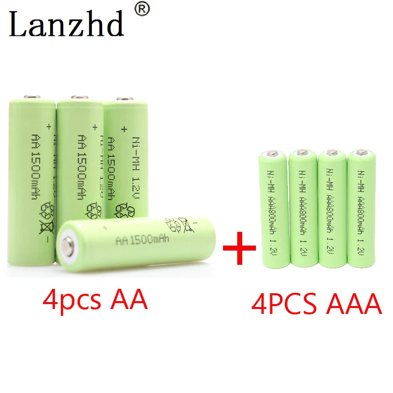 AA перезаряжаемые батареи AAA NiMH батареи 1,2 V перезаряжаемые батареи для дистанционного управления игрушечной камеры(4 шт AA+ 4 шт AAA
