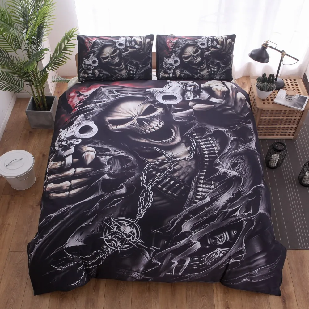 Lai Yin Sun Warrior Skull Printed Duvet Cover Set 2/3pcs Single Queen King Bedclothes Bed Linen Bedding Sets Lai Yin Sun Warrior Skull Printed Duvet Cover Set 2/3pcs Single Queen King Bedclothes Bed Linen Bedding Sets