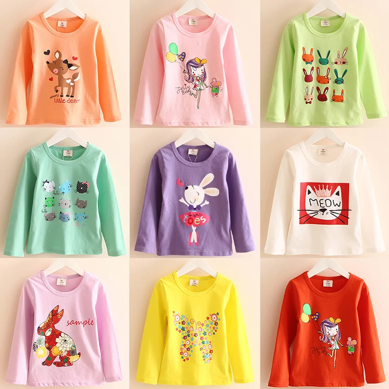 Коллекция года, весенне-Осенняя детская одежда Однотонная футболка в стиле Лолиты с длинными рукавами и рисунком животные в полоску для маленьких девочек