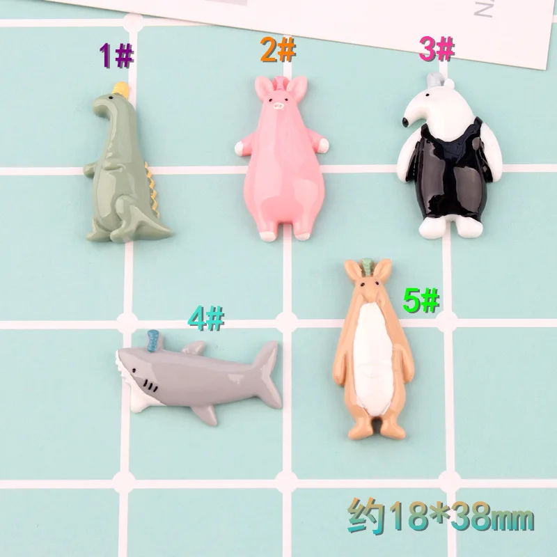 

10pcs 18*38MM DIY resin Shark kangaroo Polar Bear charms flatback kawaii cabochon resin craft jewelry making ornament decoration