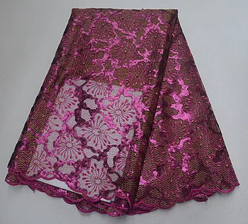

Latest High Quality African NET Tulle Lace Fabric Sequins French Net Lace For Wedding Dress PSJUL203