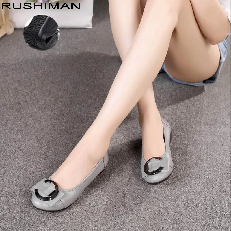

Spring autumn Genuine Leather soft bottom Women shoes flat bottom non-slip Casual single shoes comfortable low-heeled work shoes
