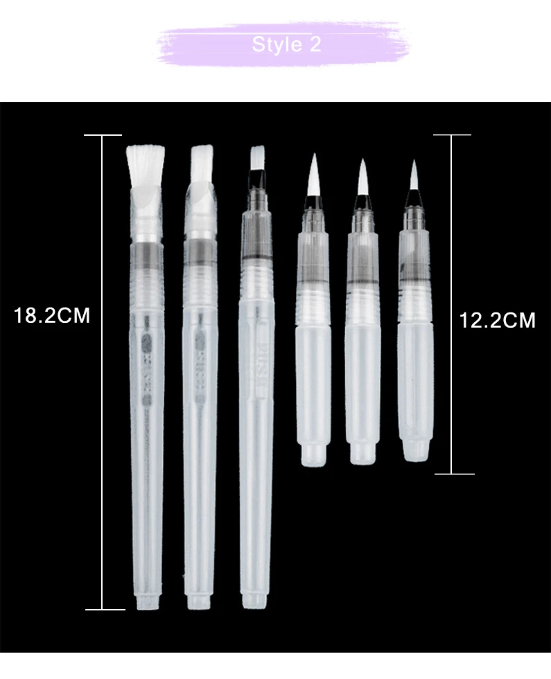 Вода окрашивающая щетка ручки, набор из 6 кисти для акварели для водорастворимые цветные карандаши, акварельная щетка ручка