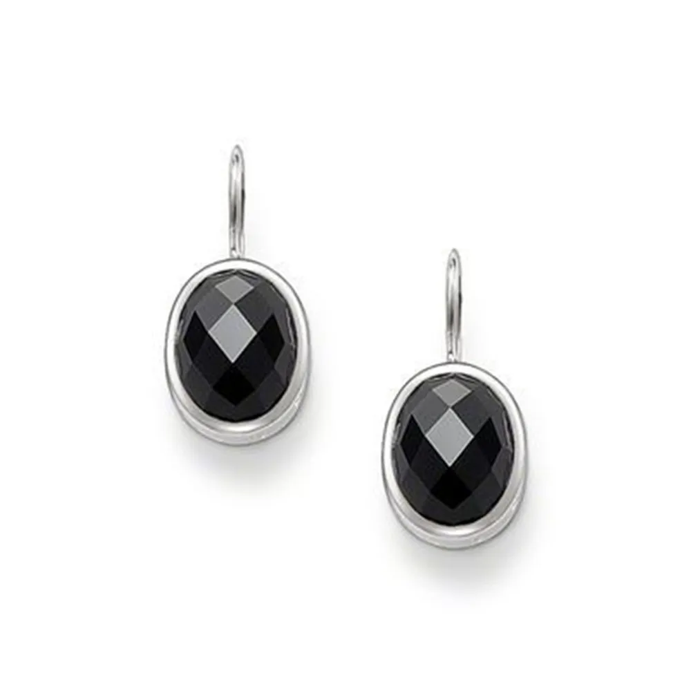 

Silver Plated Oval Black Onyx Bevelled Drop Earrings, Most Fashion Glam Fashion Earring Jewelry Best Soul Gift Earings for Women