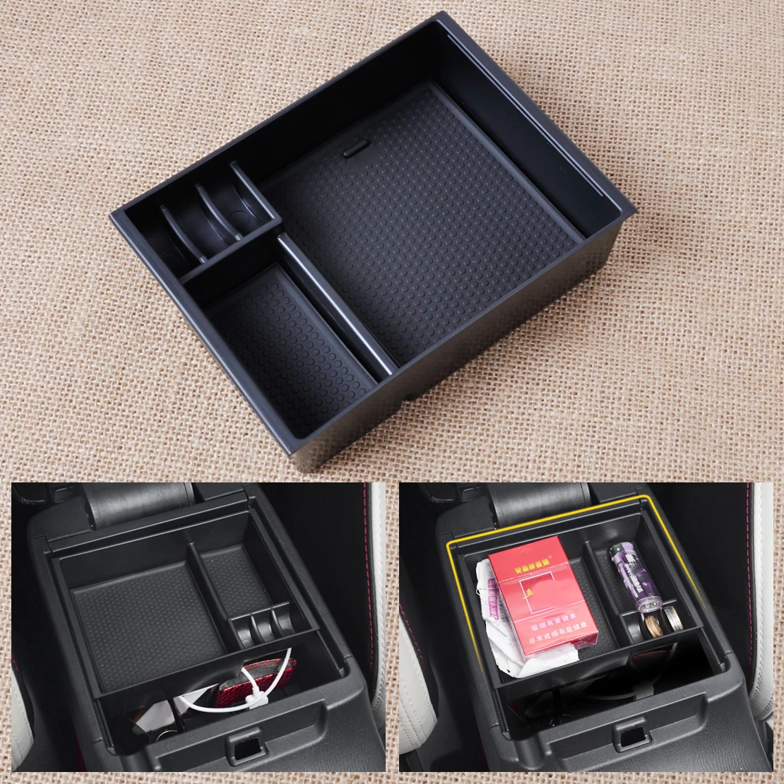 

Car Secondary Center Console Armrest Storage Box Glove Organizer Tray Black ABS Fit For Mazda 3 Axela 2013 2014 2015 2016 2017