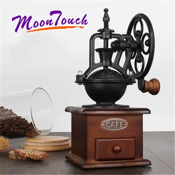 

Coffee Grinder Wooden Coffee Bean Mill Grinding Manual Retro Style Ferris Wheel Design Hand Coffee Vintage Maker Kitchen Tools