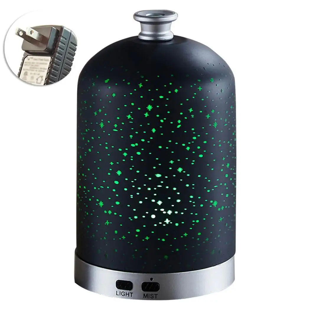 

100ml Ultrasonic Air Humidifier Aroma Essential Oil Diffuser Black Humidifier Mist Fogger Maker LED Night Light Home Portable