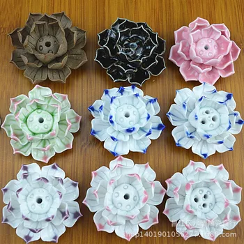 

Ceramic Incense Lotus Incense Sandalwood Inserted Incense Small Burner Crack Glaze Stick Burner Celadon Censer