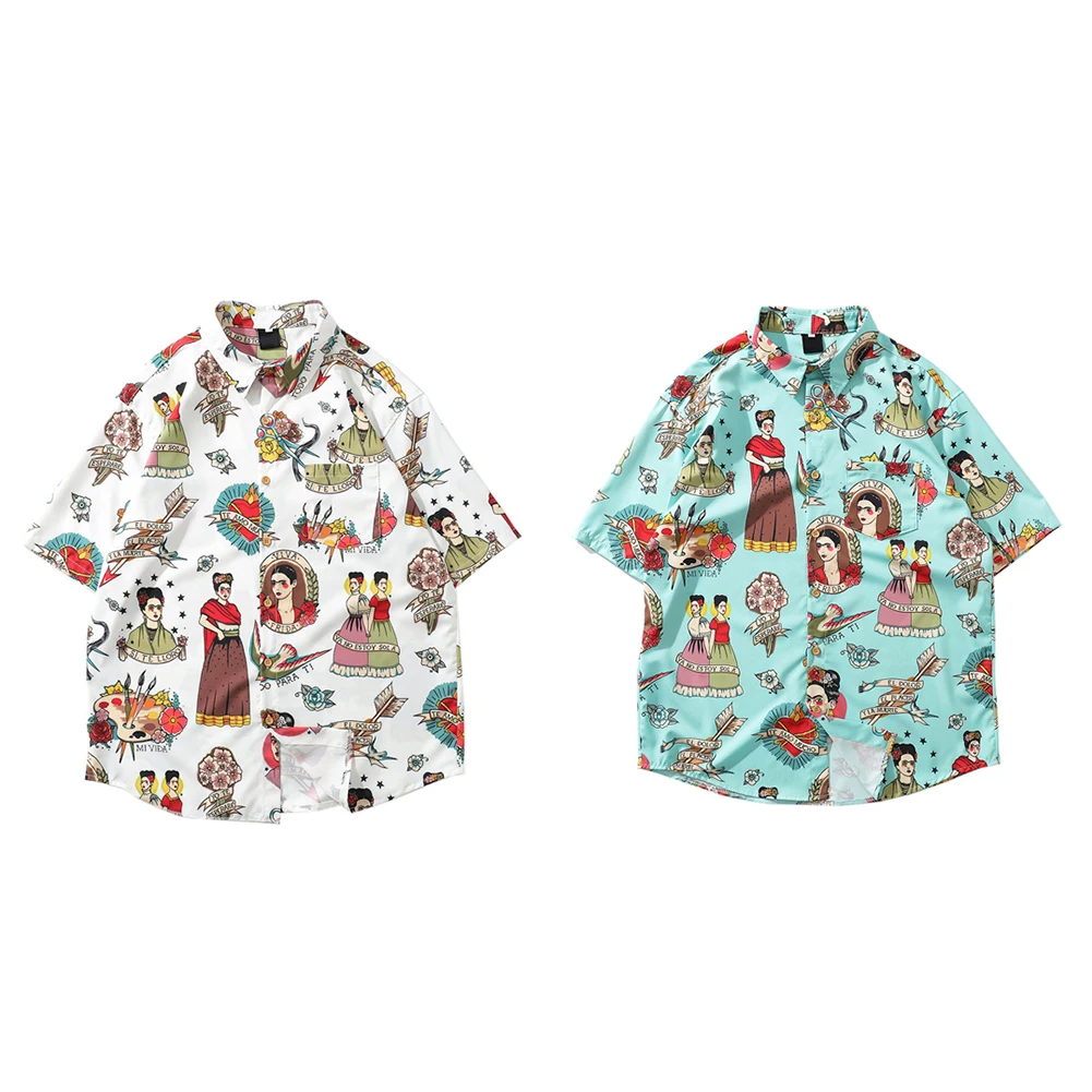 Men Holiday Shirt Polyester Print Male Hawaiian Beach Shirts Summer Short Sleeve Printing Loose Shirts Men Holiday Shirt Polyester Print Male Hawaiian Beach Shirts Summer Short Sleeve Printing Loose Shirts