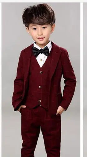 Fashion Boy Suit for Weddings Prom Party 5T-13Y Children Slim Fit Suit Sets Boys Tuxedo Formal Vest Pants Classic Costume blue