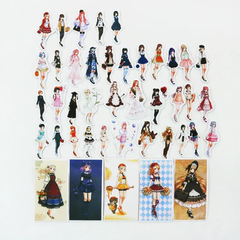 

42 pcs/bag beautiful girl adhesive paper sticker children diy Handmade Gift Card photo album Scrapbook diary decoration stickers