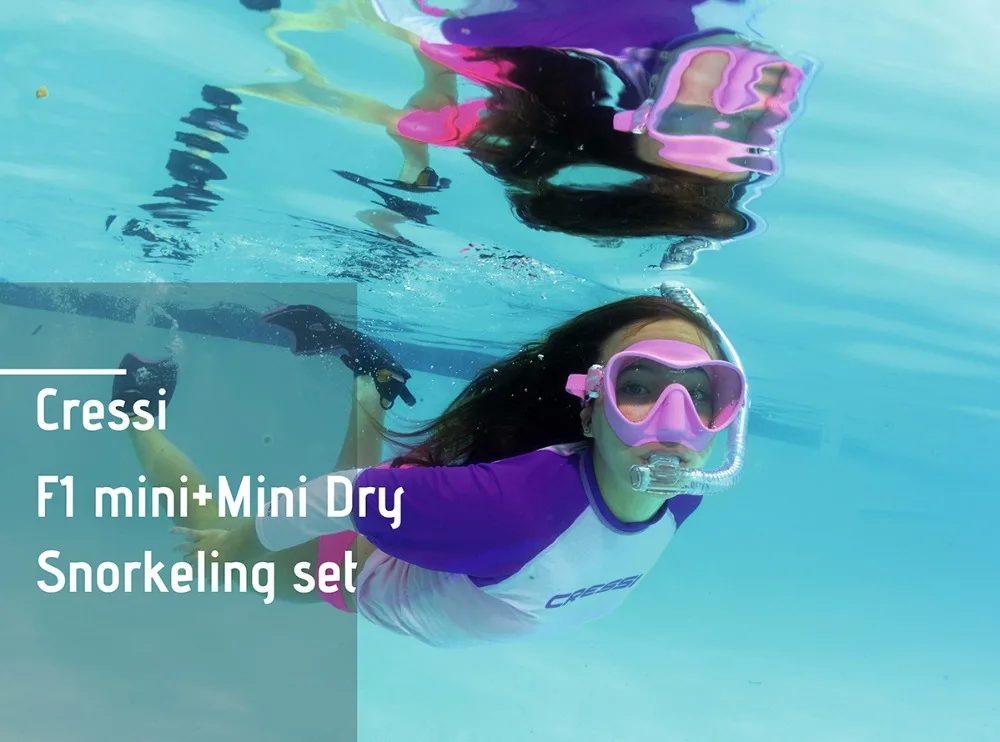Cressi F1 маленький+ мини сухой детский набор для подводного плавания Дайвинг маска сухая трубка для детей От 9 до 14 лет