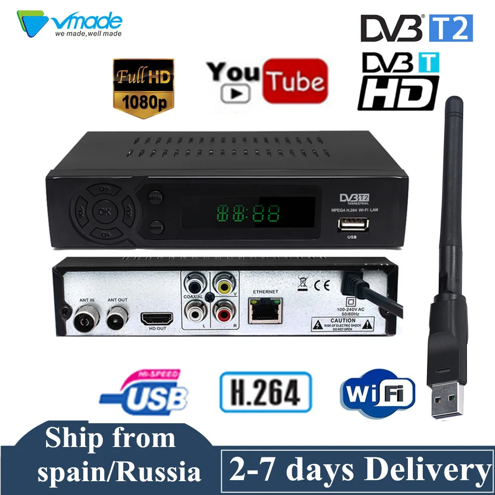 

Smart DVB-T2 DVB-T Receiver HD Digital TV Tuner Receptor Youtube MPEG-4 DVB-T H.264 Terrestrial decoder TV Receiver Set Top Box