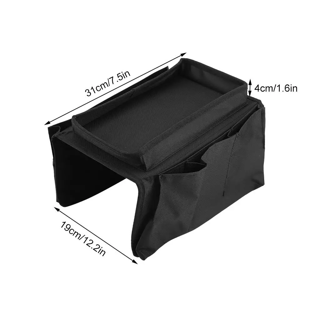 Стиль диван подлокотник подвесной ТВ пульт дистанционного управления Органайзер диване сумка для хранения с подстаканником лоток - Цвет: Черный