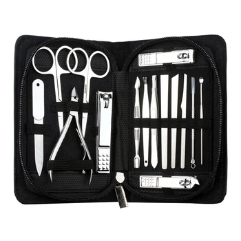 

15Pcs Stainless Steel Pedicure/Manicure Nail Clippers Cuticle Grooming Kit Case