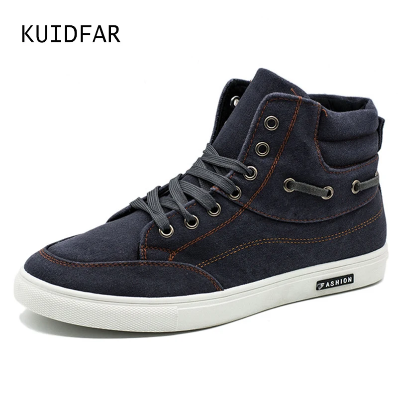 

KUIDFAR Arrival Men Casual Shoes Fashion Canvas Shoes For Men Summer Shoes Breathable Lace Up Men Flats