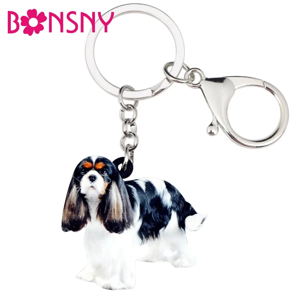

Bonsny Acrylic Cavalier King Charles Spaniel Dog Key Chains Keychains Rings Jewelry For Women Girls Lady Purse Charms Animal Pet