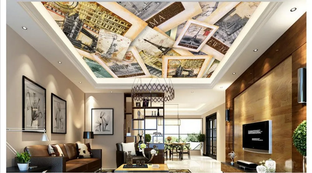 

Customized 3d photo wallpaper 3d ceiling wallpaper murals Retro ceiling frescoes on personality wall paper 3d room wallpaper