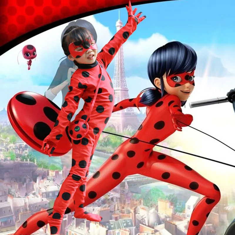 Disfraz Ladybug cat noir Cosplay Lady bug Halloween Christmas Costumes For Girls Wig Kids Marinette fancy Dress boys children