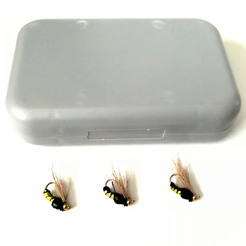 KKWEZVA 40pcs golden bee fly fishing lure set Artificial bait trout fly fishing lures hooks tackle with box Butterfly Insect