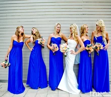 2016 Hot Royal Blue Bridesmaids Dresses Sweetheart Chiffon Floor Length Simple robe demoiselle d’honneur Wedding Guest Dress