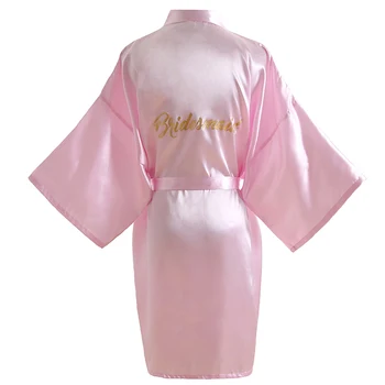 

One Size Women Sleepwear PINK Bride "Bridesmaid" Wedding Robe 2020 New Kimono Bathrobe Rayon Nightgown Night Dress Lady Gift