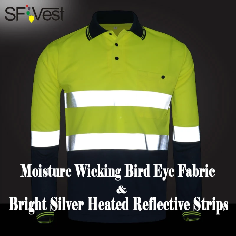 SFVest fluo yellow and navy blue work shirt breathable work clothes