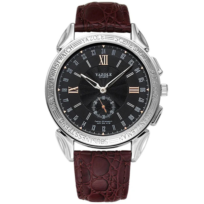 

Yazole brand Men Watch Classic Luxury leather Strap Leisure Watches waterproof men quartz wristwatch Relogio Masculino 2019