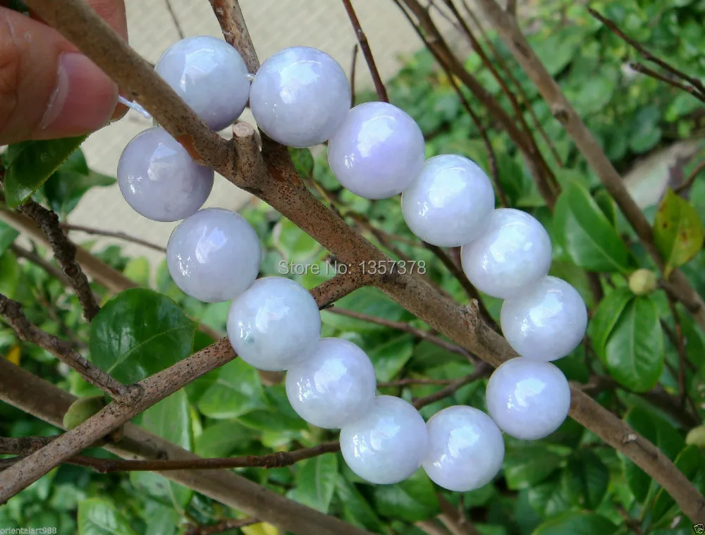 

shitou 00443 Certified Light Lavender Natural Emerald Jadeite Big Bead Bracelet