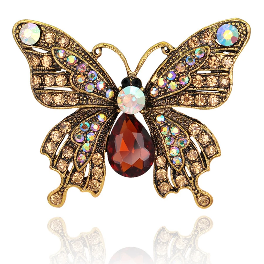 Trendy Chic Charming Rhinestone Insect Butterfly Large Brooches Pins