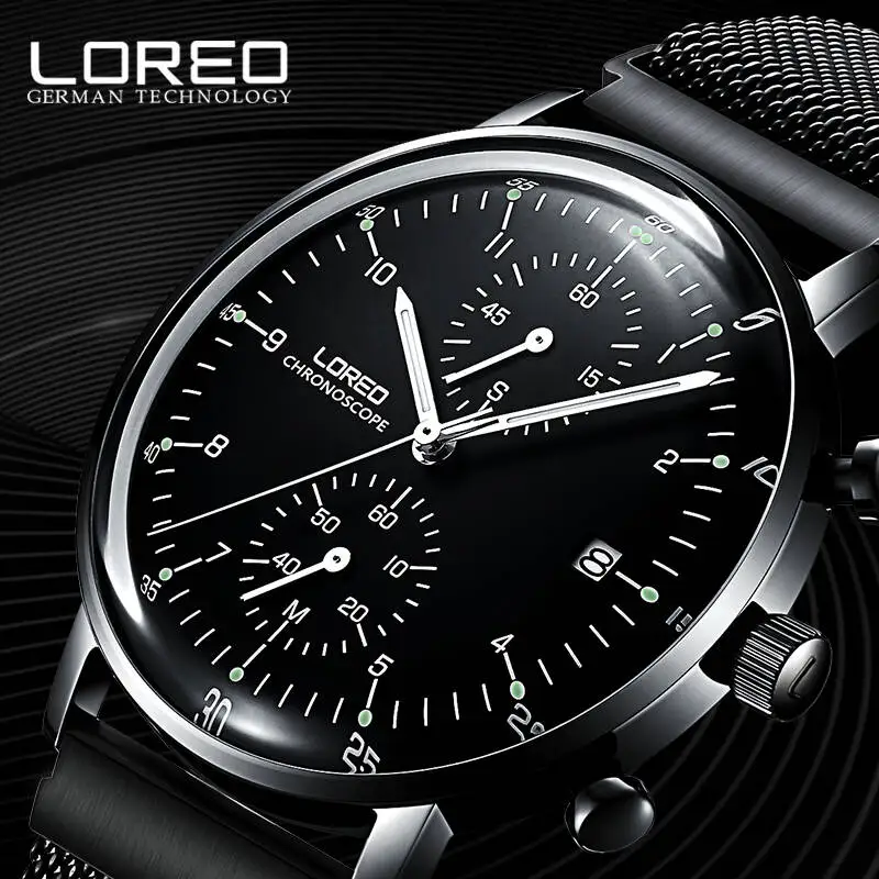 LOREO 6112 Германия часы мужчины люксовый бренд натуральной Повседневный Топ