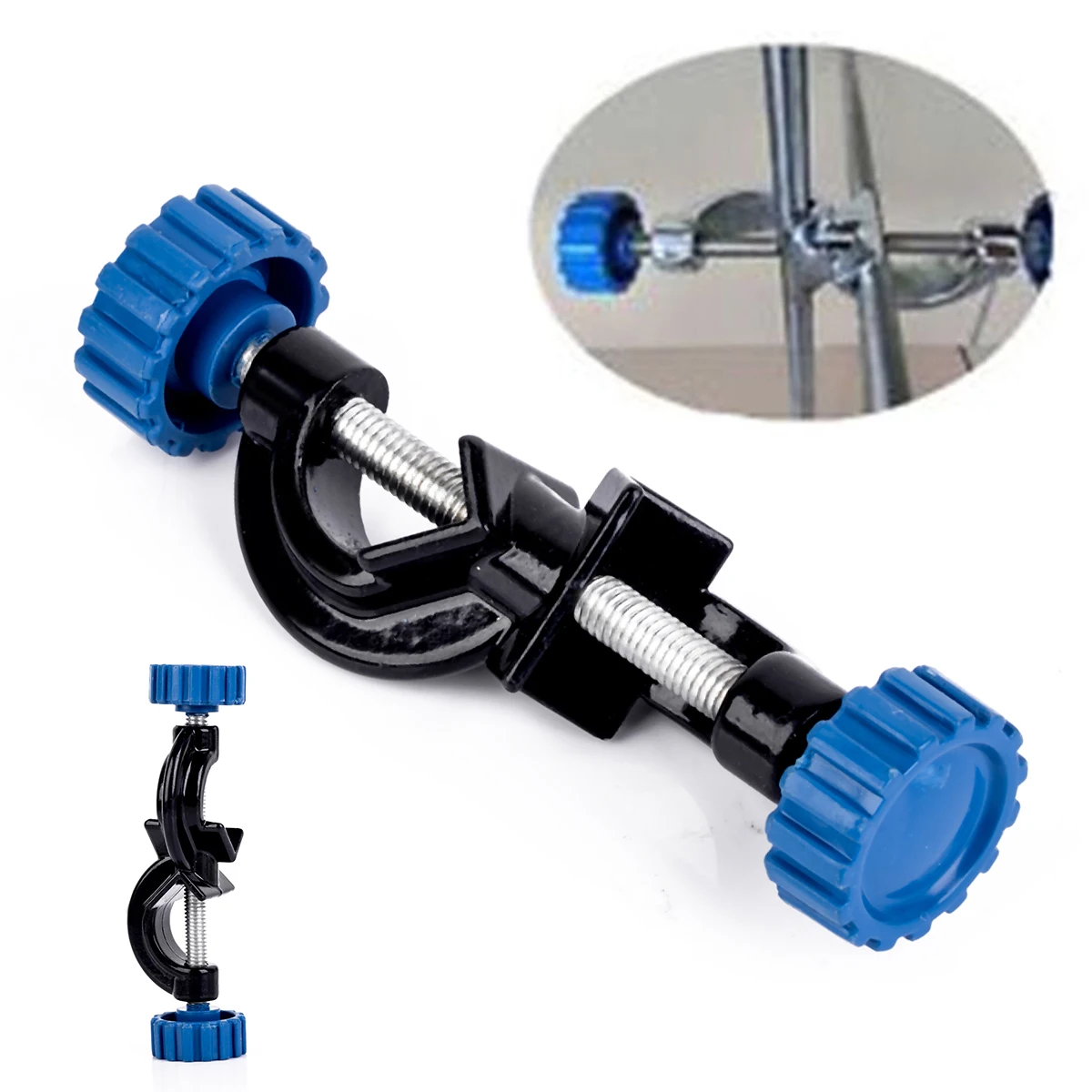 1pc Metal Right Angle Clip Lab Stand Double Top Wire Clamps Holder Grip Supports 9.8cm x 3cm