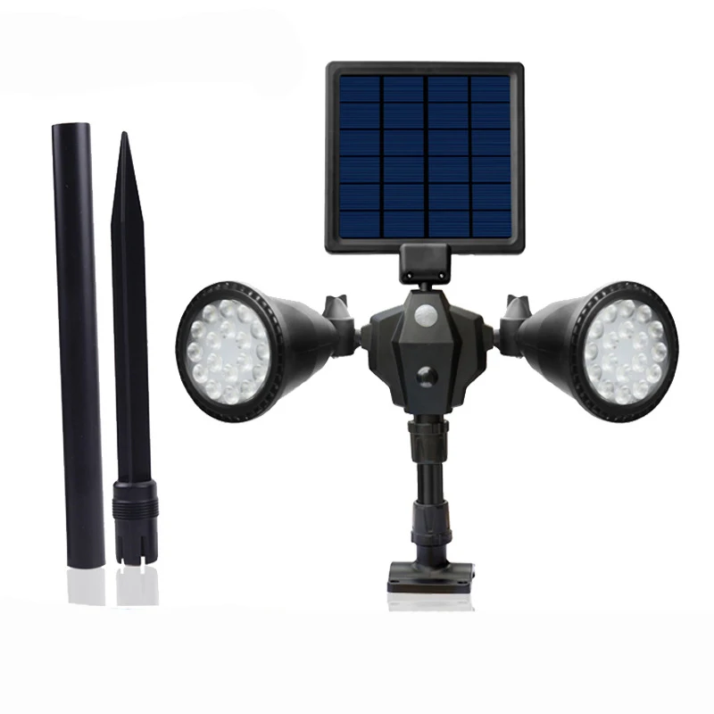 

18 LED Solar Light PIR Motion Sensor Hallomall Upgraded Dual Head Spotlights 360-Degree Rotatable For Yard Garden Driveway