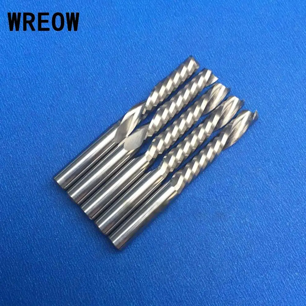 

5pc 6x32mm Carbide Alloy End Mill Single Flute Spiral Milling Wood Cutter CNC Router Bit Cutter Tools For Wood PVC MDF acrylic
