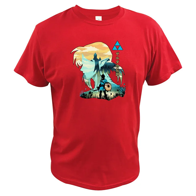 Легенда о Зельде футболка Link Triforce Летняя Повседневная футболка хлопковая Футболка с цифровым принтом - Цвет: Красный