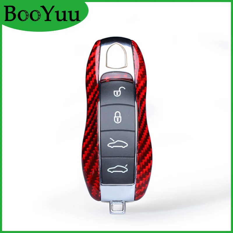 

BooYuu T-Carbon Carbon Fiber Key Car Case Key Shell Key Cover For Porsche 911 Macan Cayenne Panamera 4S Keychain Accessories