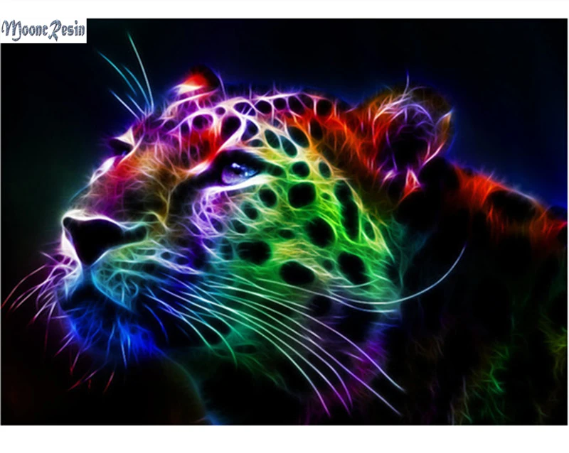 

Animals Diamond Painting Cross Stitch Light Leopard 3D Diamond Mosaic Full Square Drill Diamond Embroidery Decoration Gifts Kit